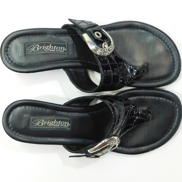 BRIGHTON Lark Made in Italy Black Sandals 6 M - Picture 3 of 7